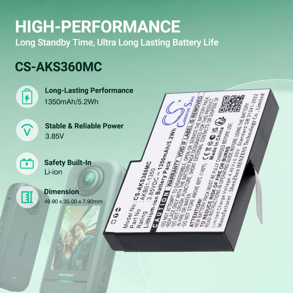 Batería compatible con Akaso CS-AKS360MC