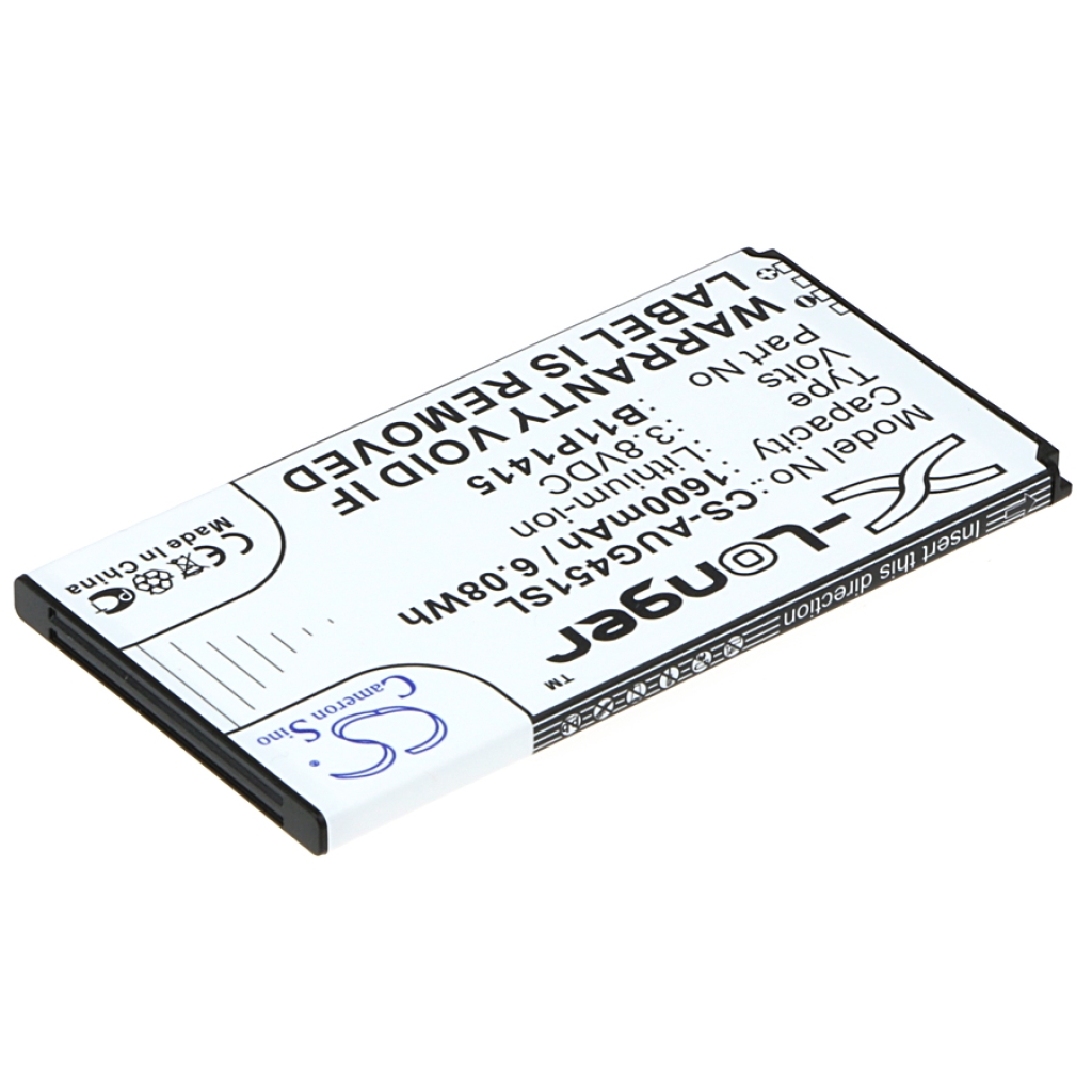 Batería de teléfono X-Longer CS-AUG451SL 1600mAh, vista de etiqueta invertida