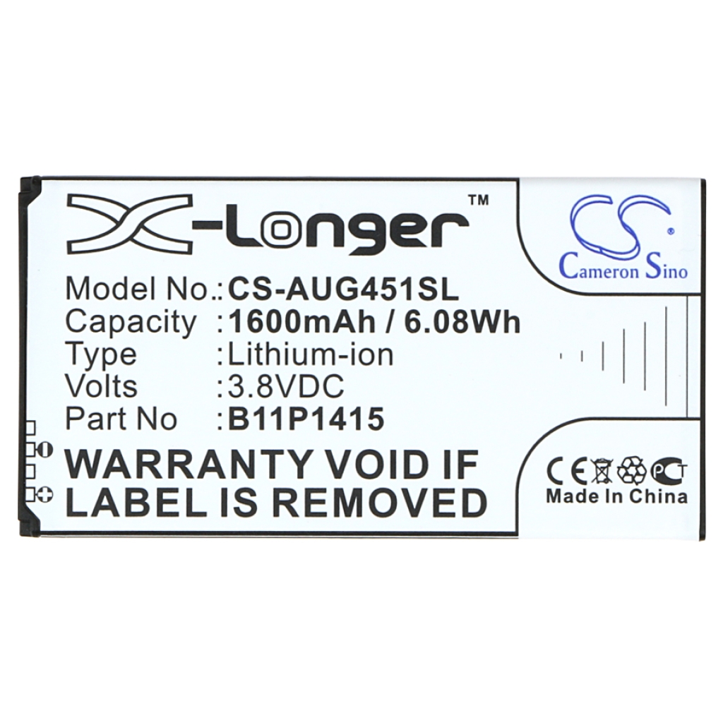 Batería de teléfono X-Longer CS-AUG451SL 3,8V 1600mAh 6,08Wh, etiqueta de frente