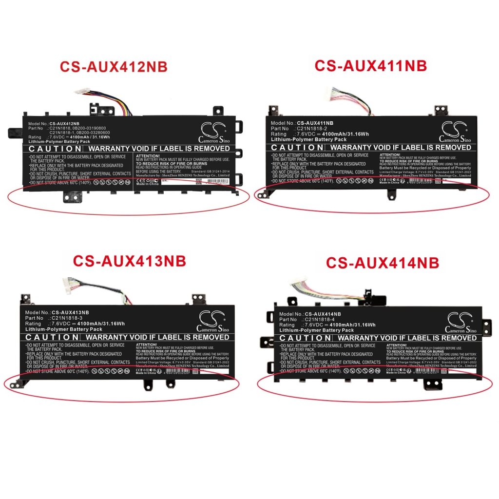 Baterías compatible con Asus VivoBook 14 A412 S14 S412F CS-AUX411NB