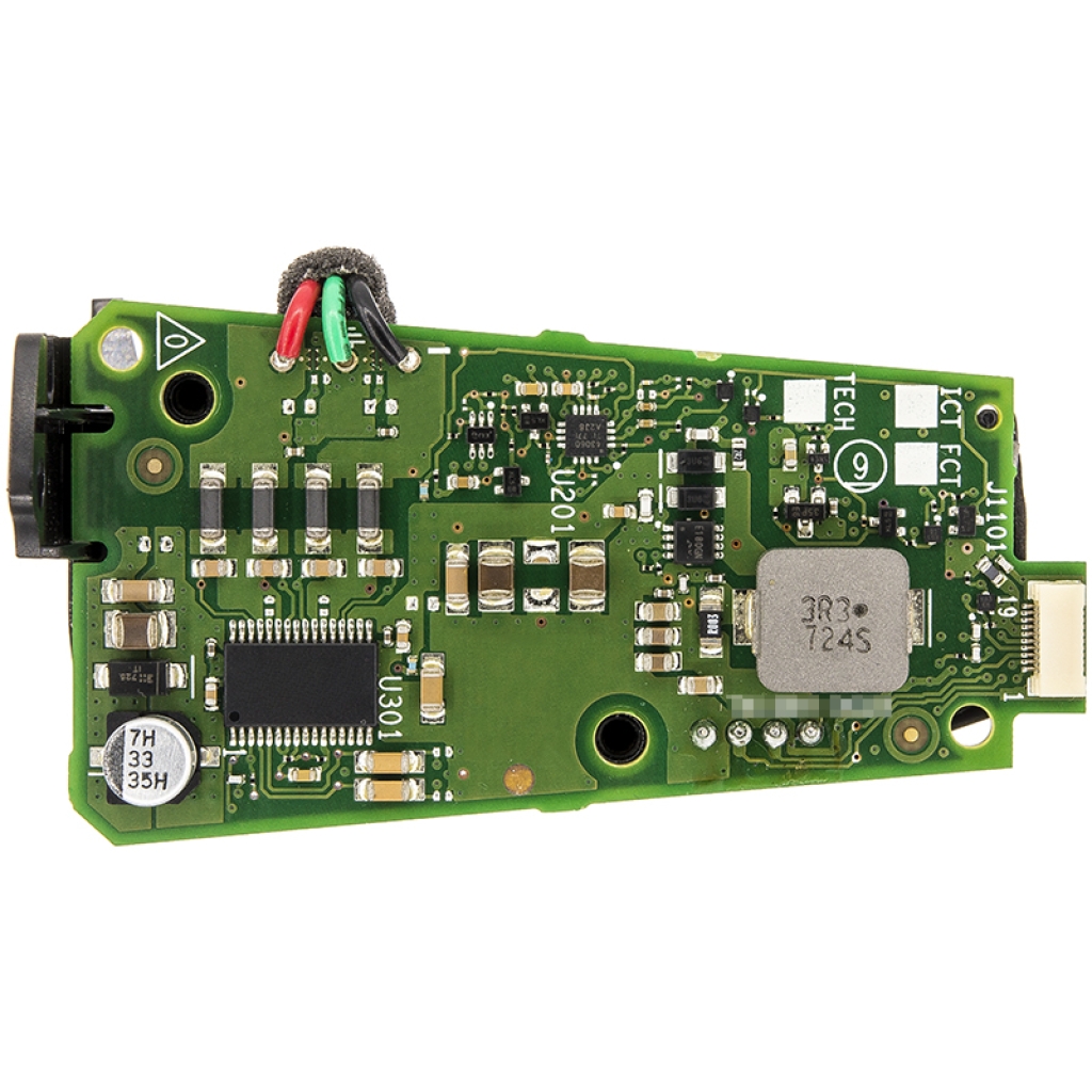 Primer plano de la placa PCB con componentes SMD del paquete de batería