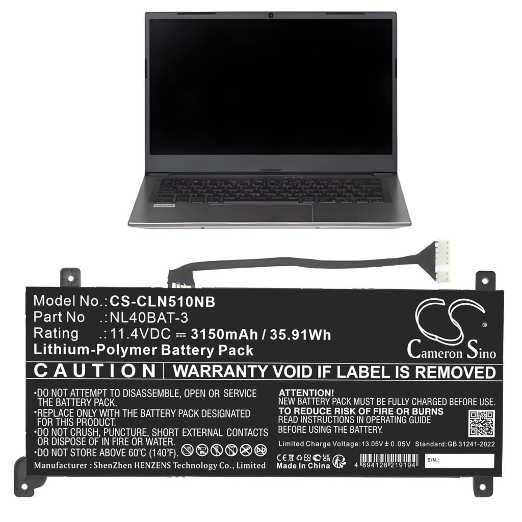 Batería para portátil CLEVO CS-CLN510NB