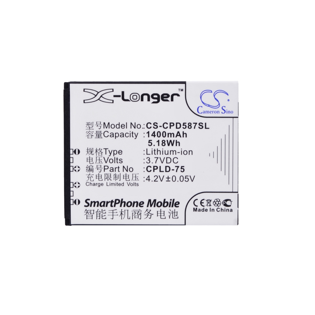 Etiqueta frontal Cameron Sino CS-CPD587SL 1400mAh 3,7V , vista plana