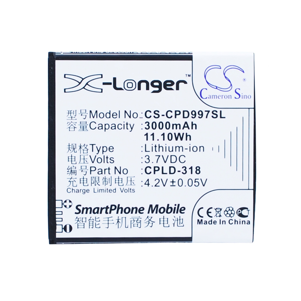 Batería Li-ion Cameron Sino CS-CPD997SL 3000mAh 3,7V para smartphone Coolpad