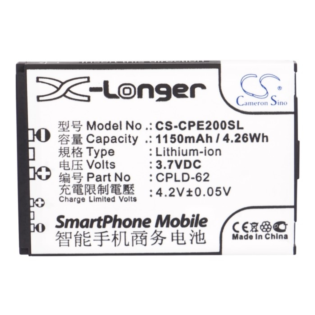 Cameron Sino CS-CPE200SL Li-ion battery 1150mAh 3.7V — label top-down view