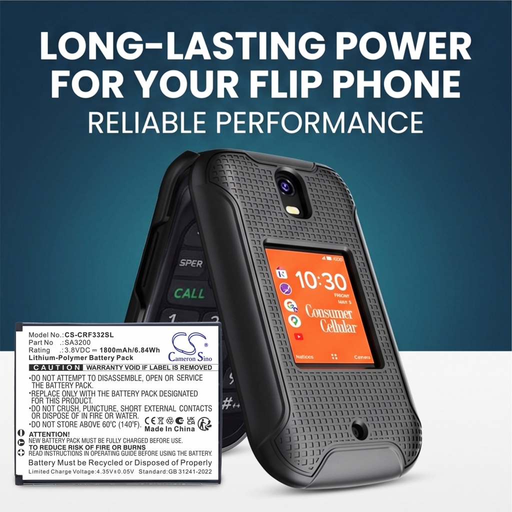 Baterías compatible con Consumer Cellular Iris Flip CS-CRF332SL
