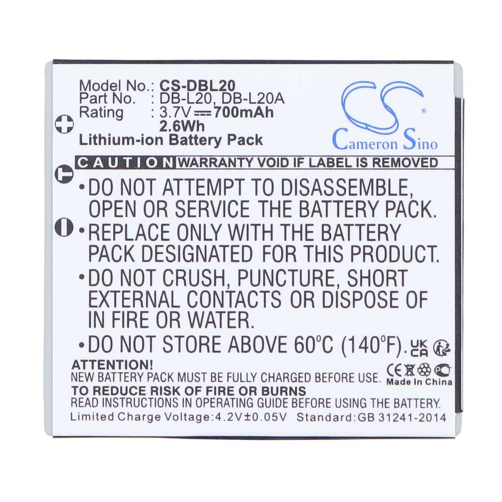 Batería Sustituye DB-L20A
