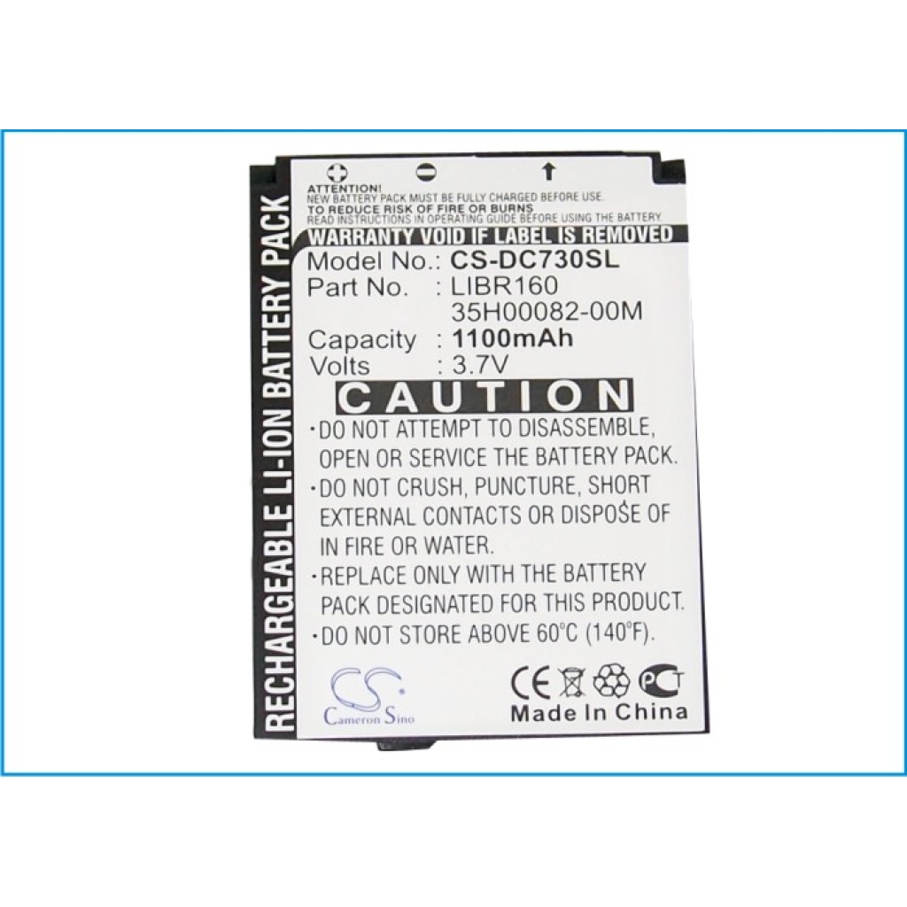 Cameron Sino CS-DC730SL vista de etiqueta frontal: LIBR160, 35H00082-00M, 1100mAh 3,7V