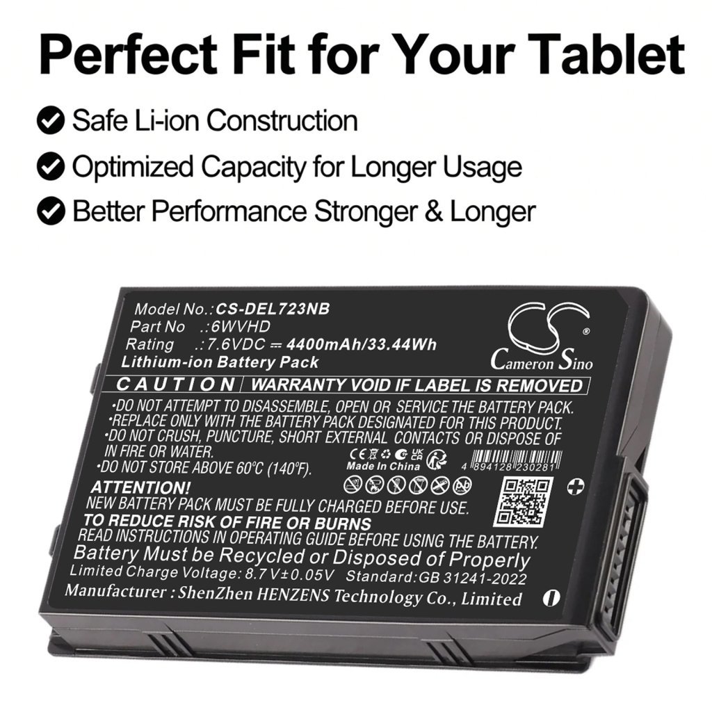 Batería compatible con DELL CS-DEL723NB