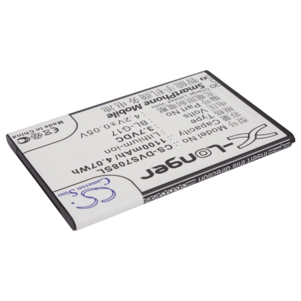 Rear view of CS-DVS708SL 3.7V 1100mAh Li-ion battery X-Longer Cameron Sino