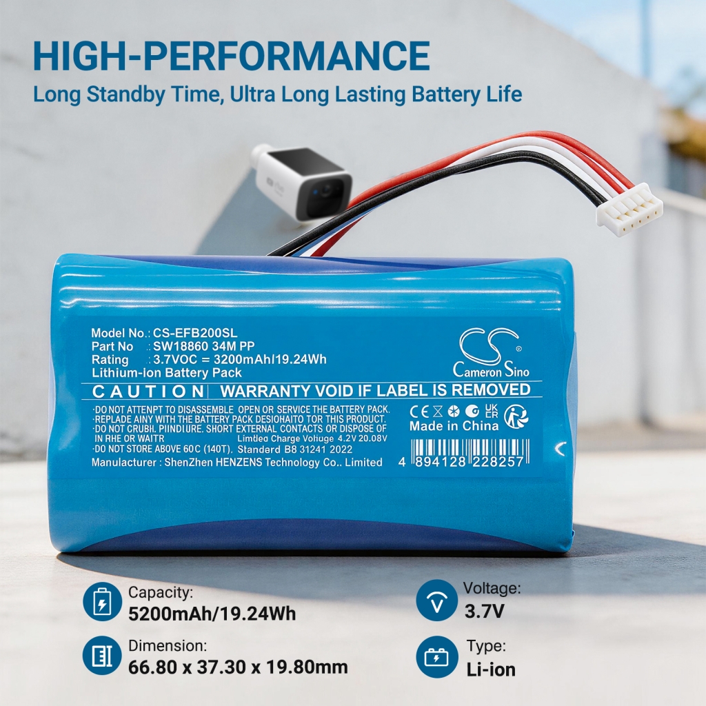 Battery compatible with Eufy CS-EFB200SL