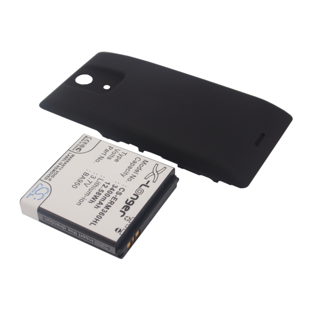 Cameron Sino CS-ERM360HL 3400mAh 3.7V Li-ion battery label with back cover, front view