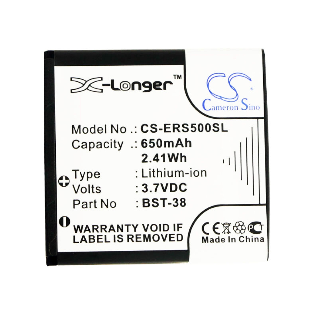 Cameron Sino CS-ERS500SL battery, back label side, angled view