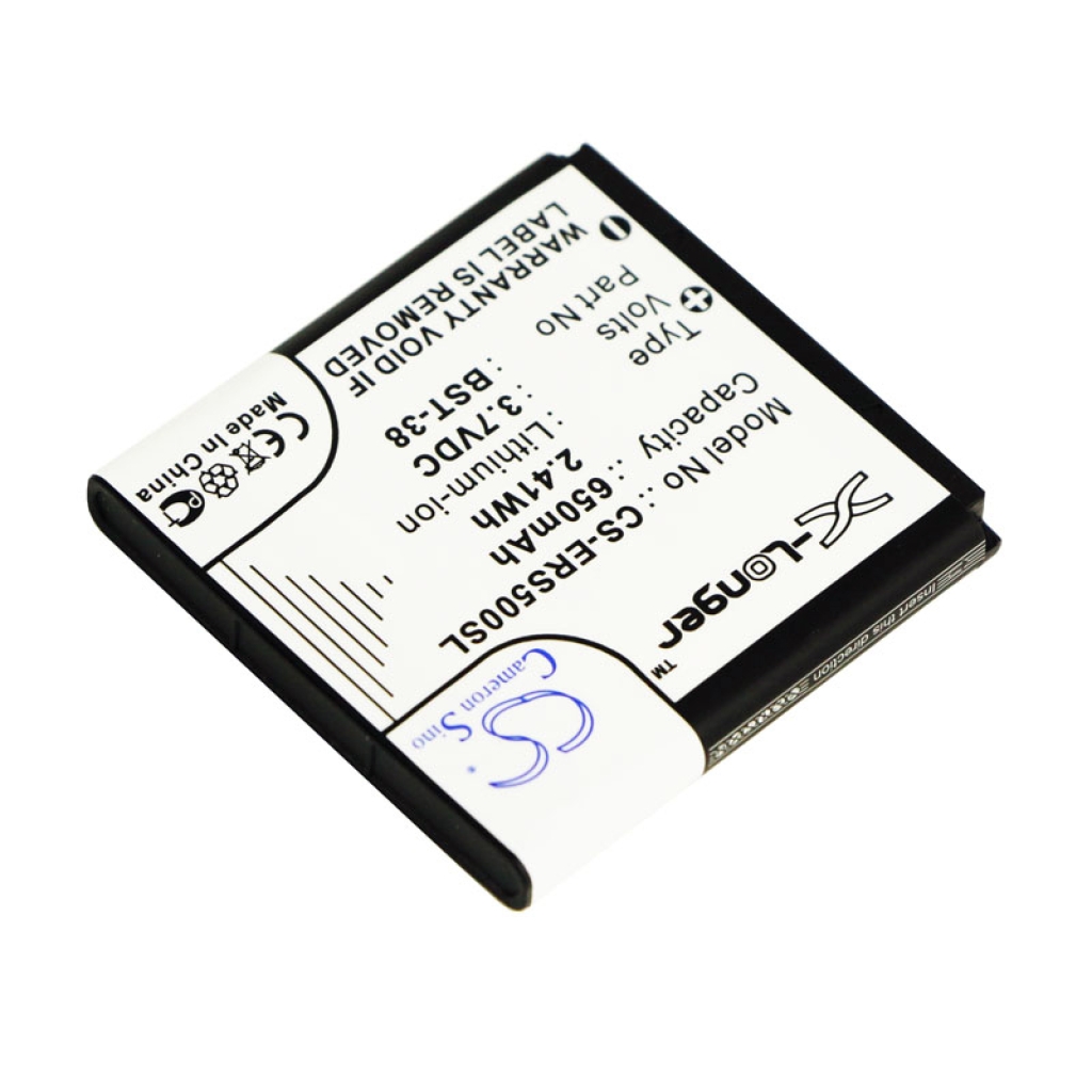 Cameron Sino CS-ERS500SL 650mAh 3.7V Li-ion Sony Ericsson S500 battery, angled view
