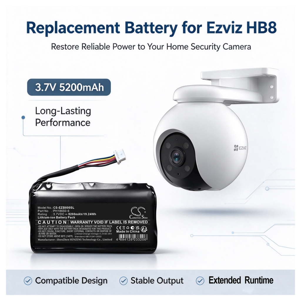 Baterías compatible con Ezviz EP3X EP3X CS-EZB800SL