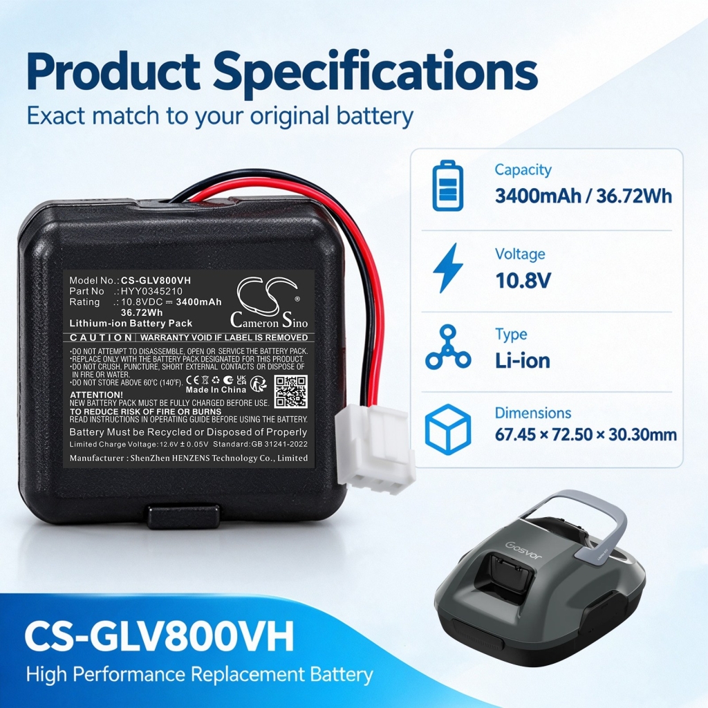 Baterías compatible con Gosvor LiteVac 800 Cordless Robotic Pool Cleaner CS-GLV800VH
