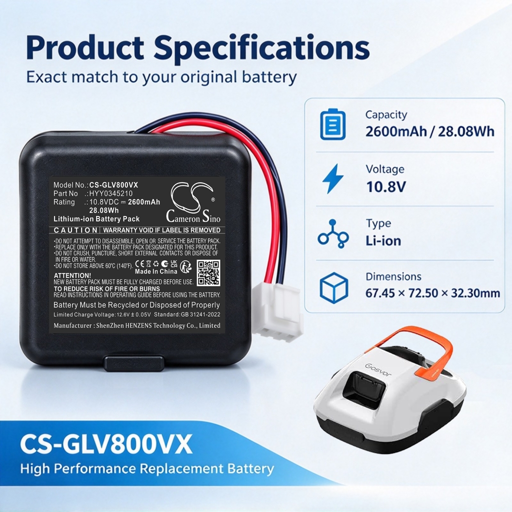 Baterías compatible con Gosvor LiteVac 800 Cordless Robotic Pool Cleaner CS-GLV800VX