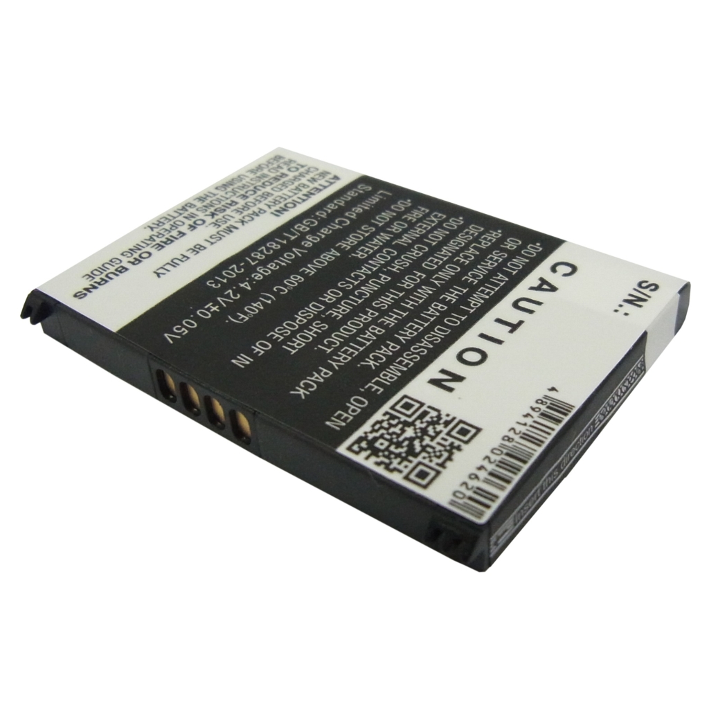Cameron Sino CS-GM850SL vista trasera inclinada, avisos de seguridad, código QR, código de barras y contactos de borde de 4 pines