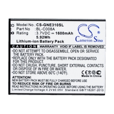 Reemplazo de batería compatible para GIONEE BL-C008A