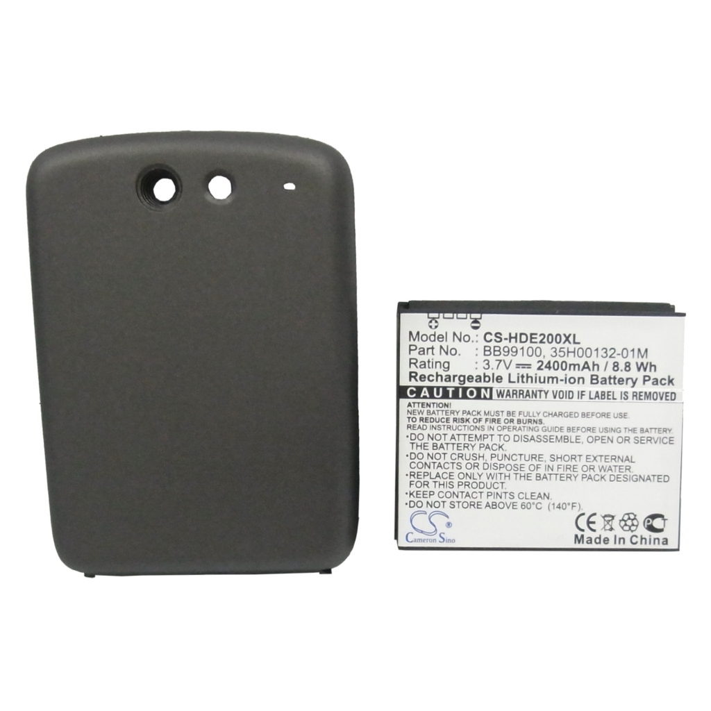 Cameron Sino CS-HDE200XL vista de etiqueta frontal: 2400mAh 8,8Wh Rechargeable Li-ion, tapa trasera extendida oscura