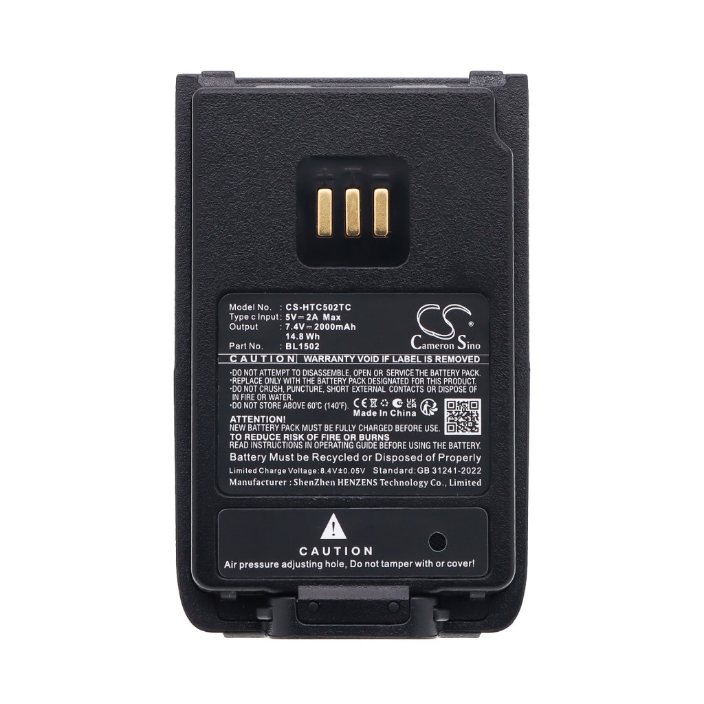 Battery compatible with HYT Hytera CS-HTC502TC
