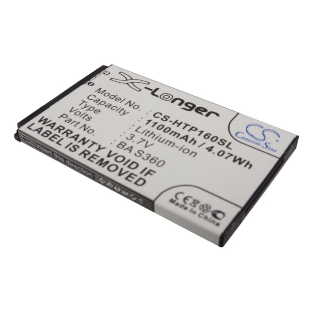 Cameron Sino CS-HTP160SL batería Li-ion para HTC, vista inclinada: 3,7V 1100mAh Li-ion