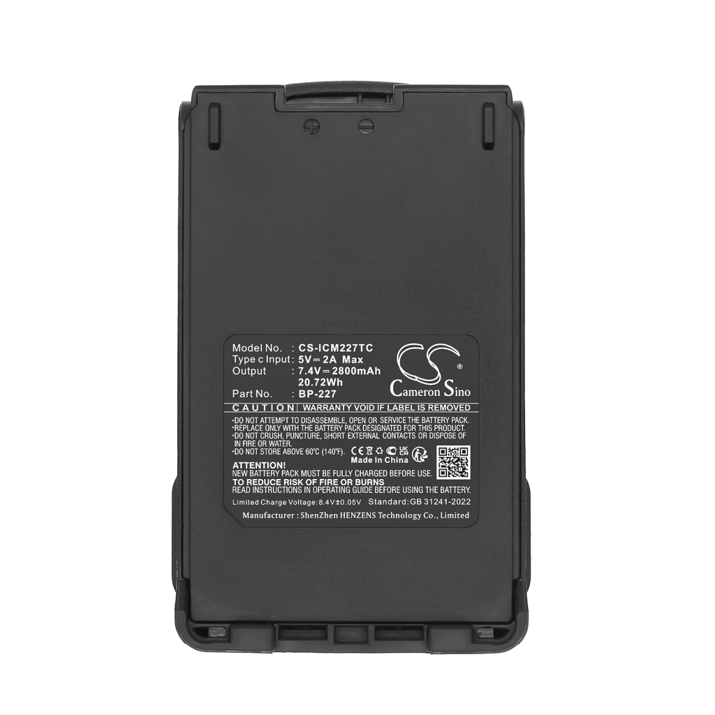 Batería de radio de dos vías Icom CS-ICM227TC