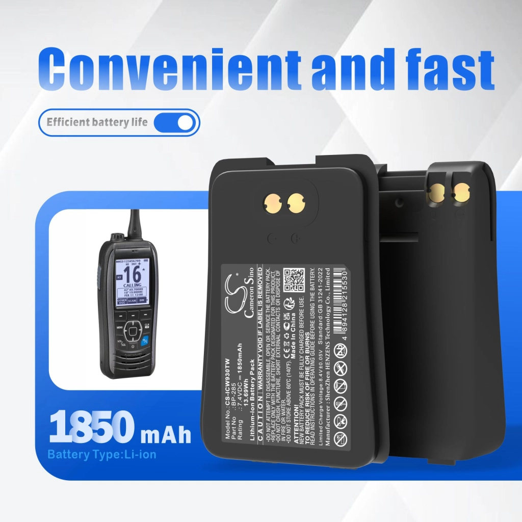 Batería de radio de dos vías Icom CS-ICW930TW
