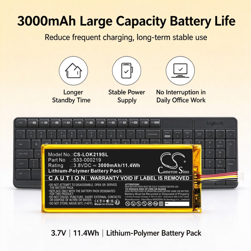Baterías compatible con Logitech Keyboard Mo CS-LOK219SL