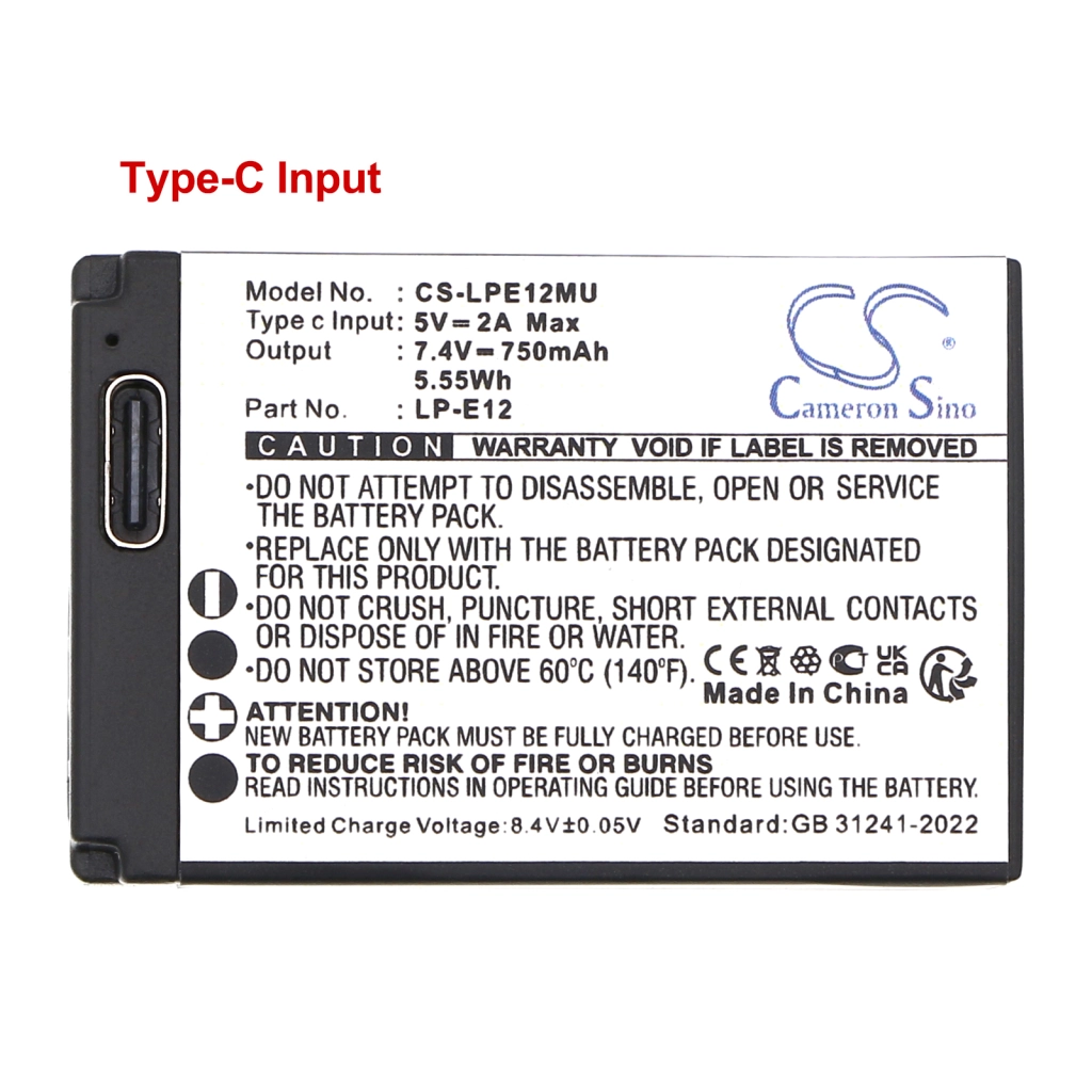 Batería de la cámara Canon CS-LPE12MU