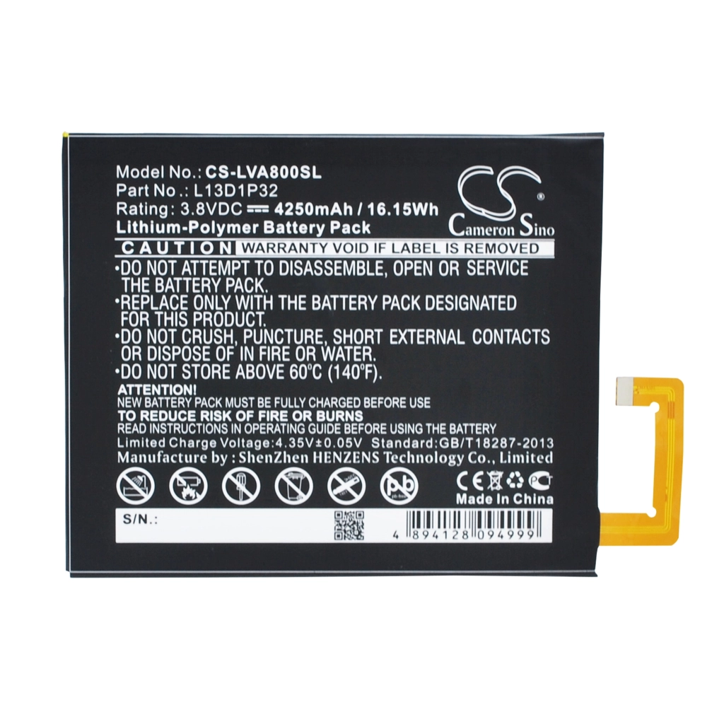 Batería de la tableta Lenovo CS-LVA800SL