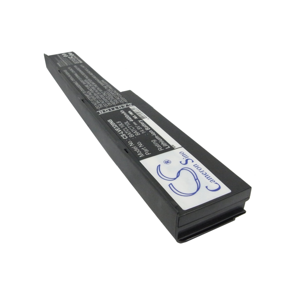 Laptop battery 14.8V with caution label, angle