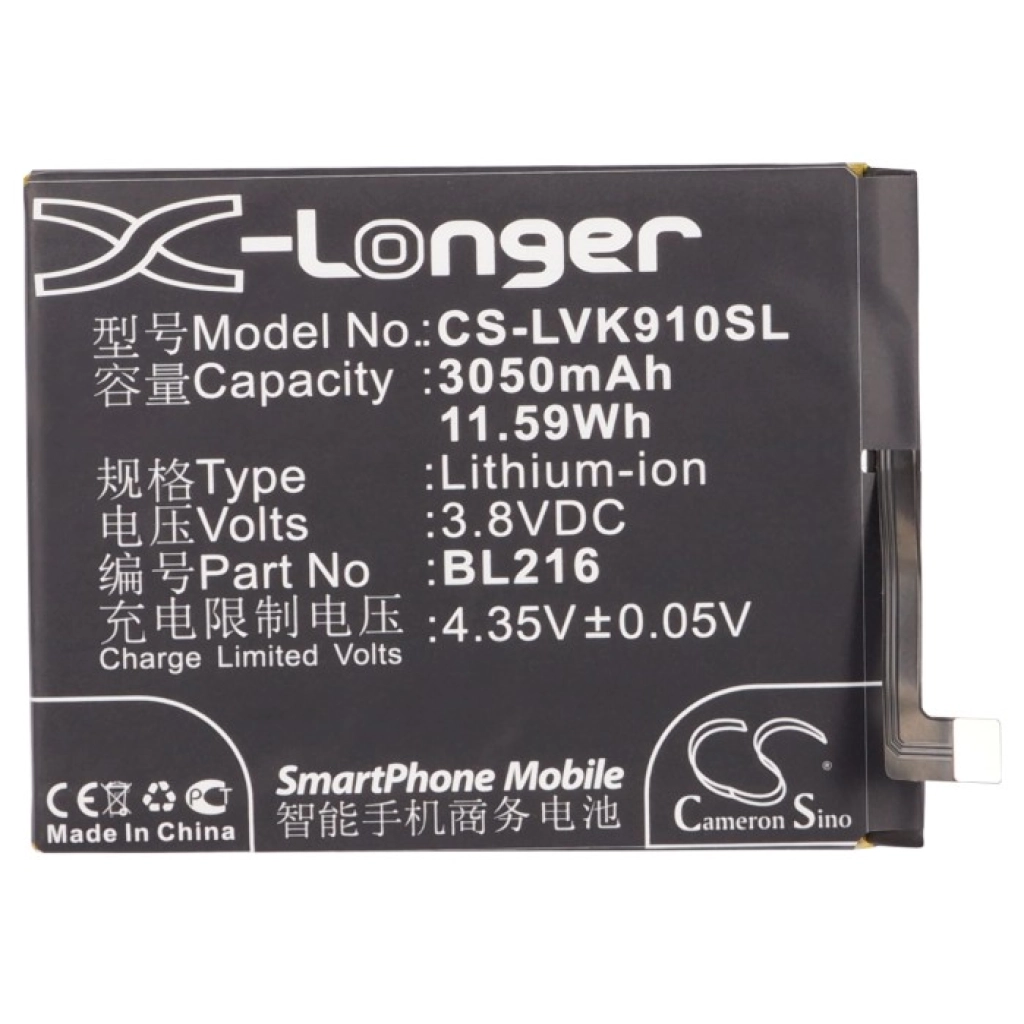 Batería del teléfono móvil Lenovo CS-LVK910SL