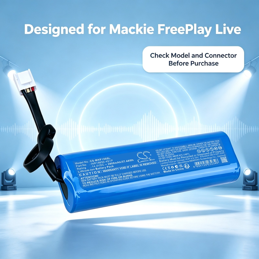 Baterías compatible con Mackie FreePlay Live Live 150W 2ch Personal PA System CS-MKF100SL