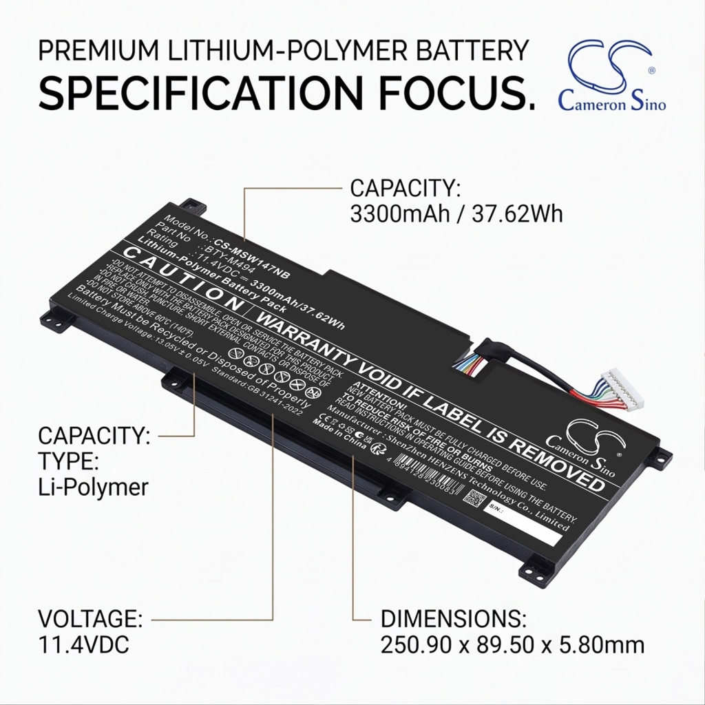 Batería compatible con MSI CS-MSW147NB
