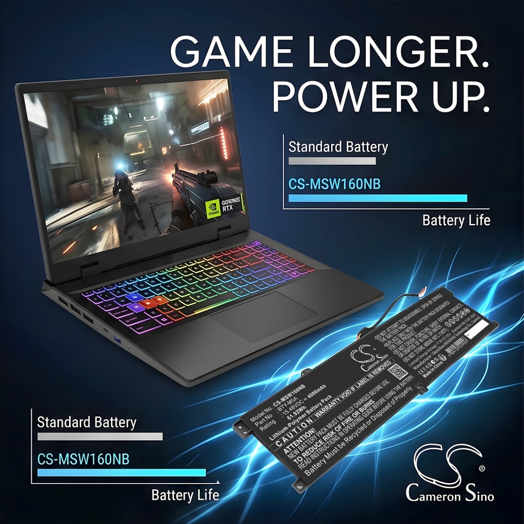 Baterías compatible con MSI B14VFKG-056UK B14VFKG-056UK CS-MSW160NB