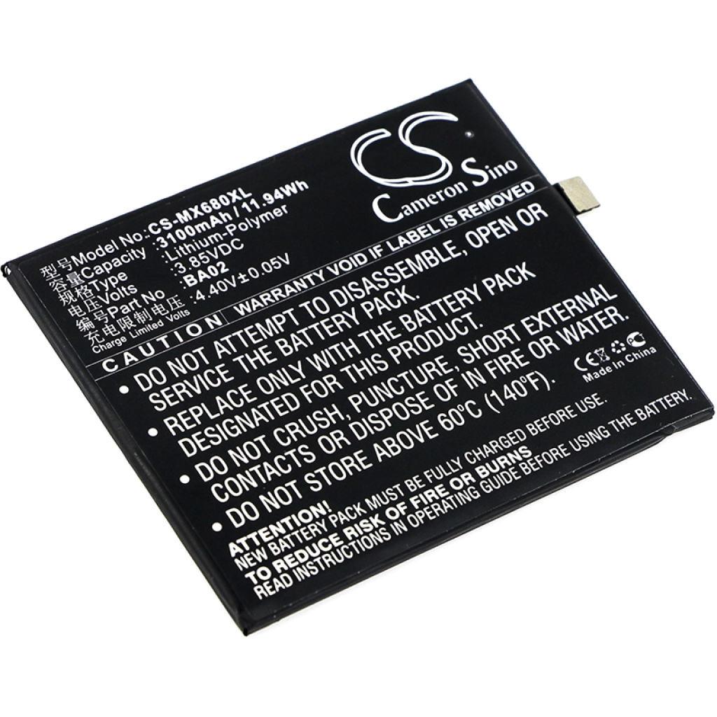 Compatible battery replacement for MeiZu BA02