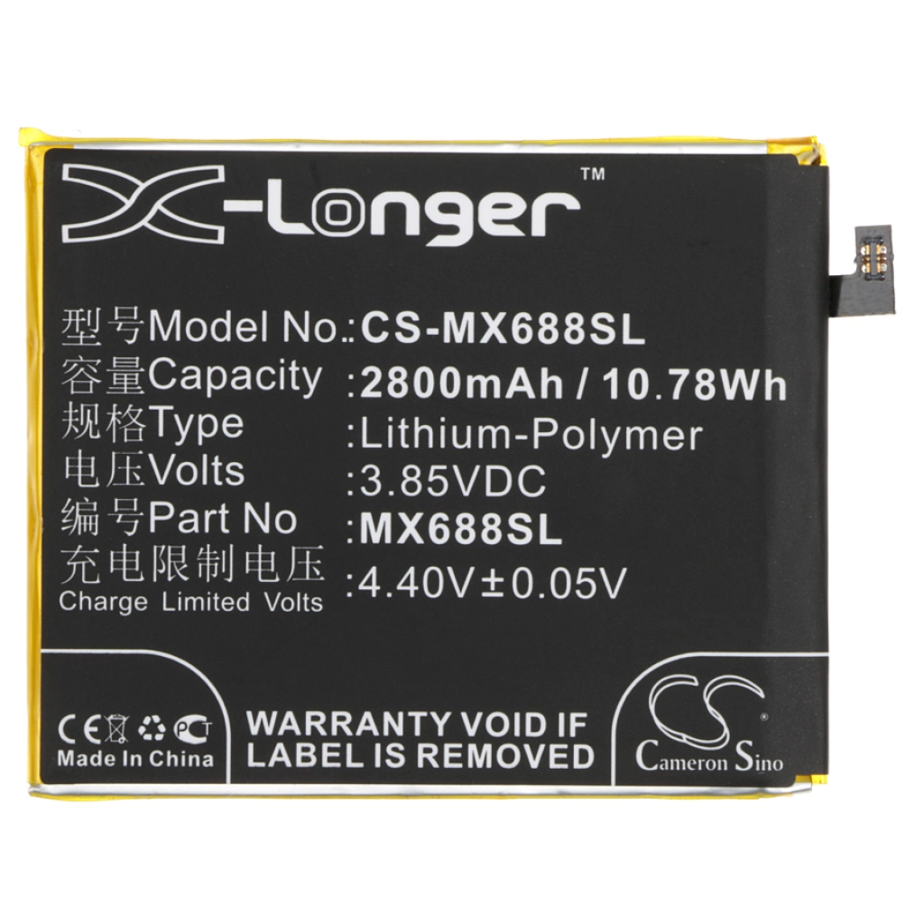 Compatible battery replacement for MeiZu BT68