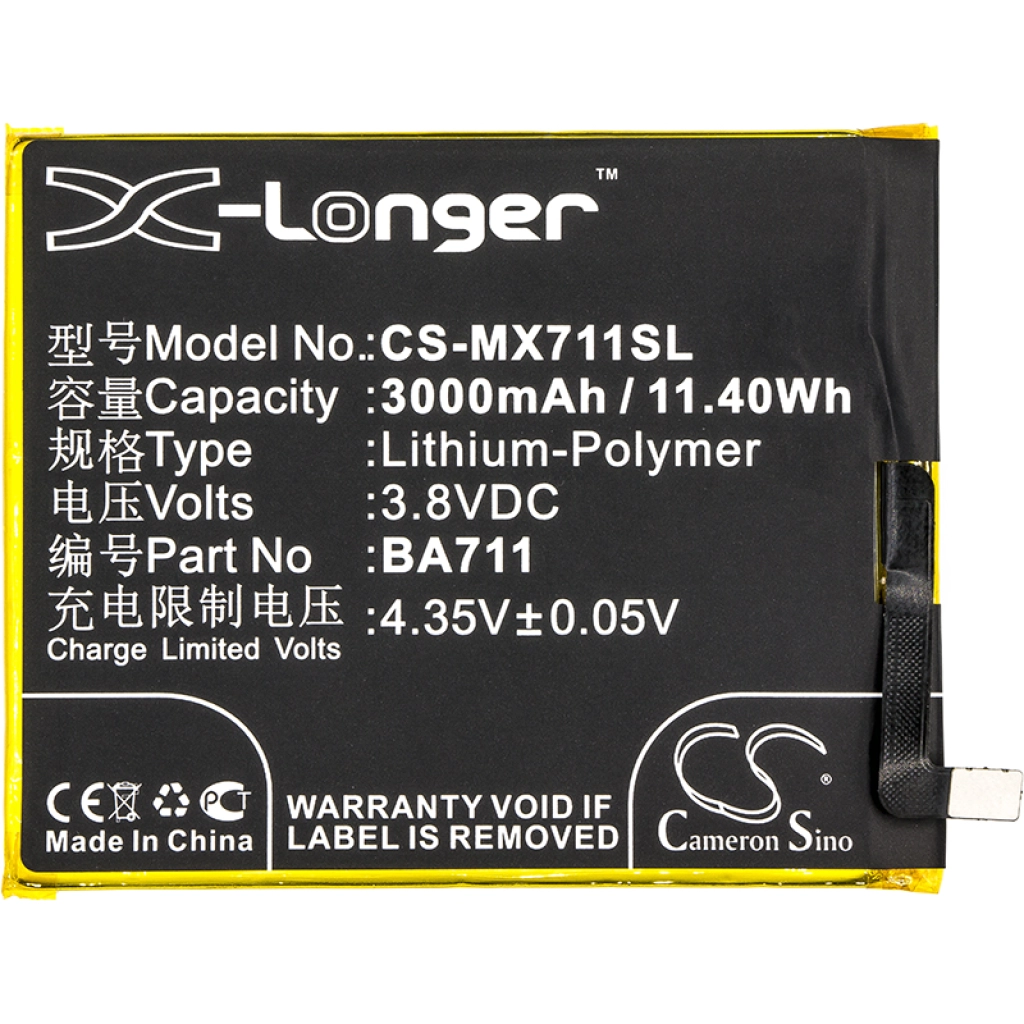 Compatible battery replacement for MeiZu BA711