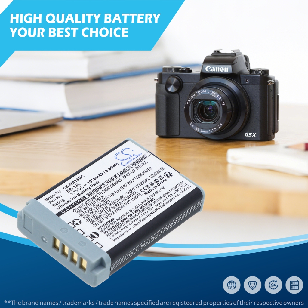 Batería compatible con Canon CS-NB13MC