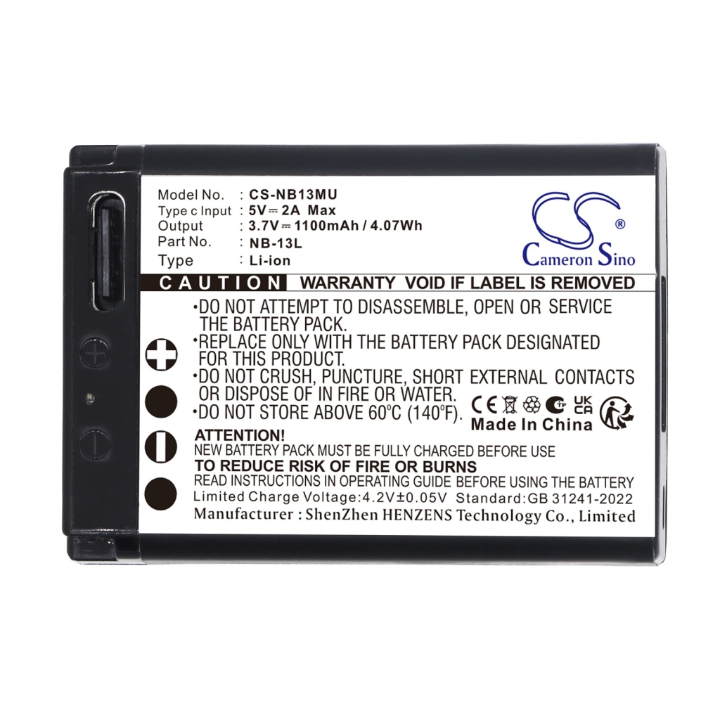 Baterías compatible con Canon PowerShot G1 X Mark III G5 X G5 X Mark II CS-NB13MU