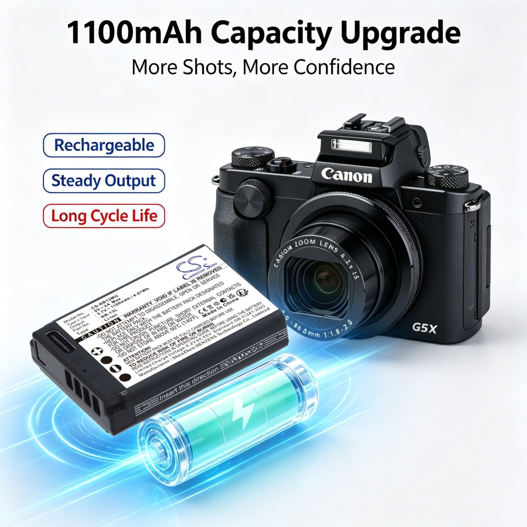 Baterías compatible con Canon PowerShot G1 X Mark III G5 X G5 X Mark II CS-NB13MU