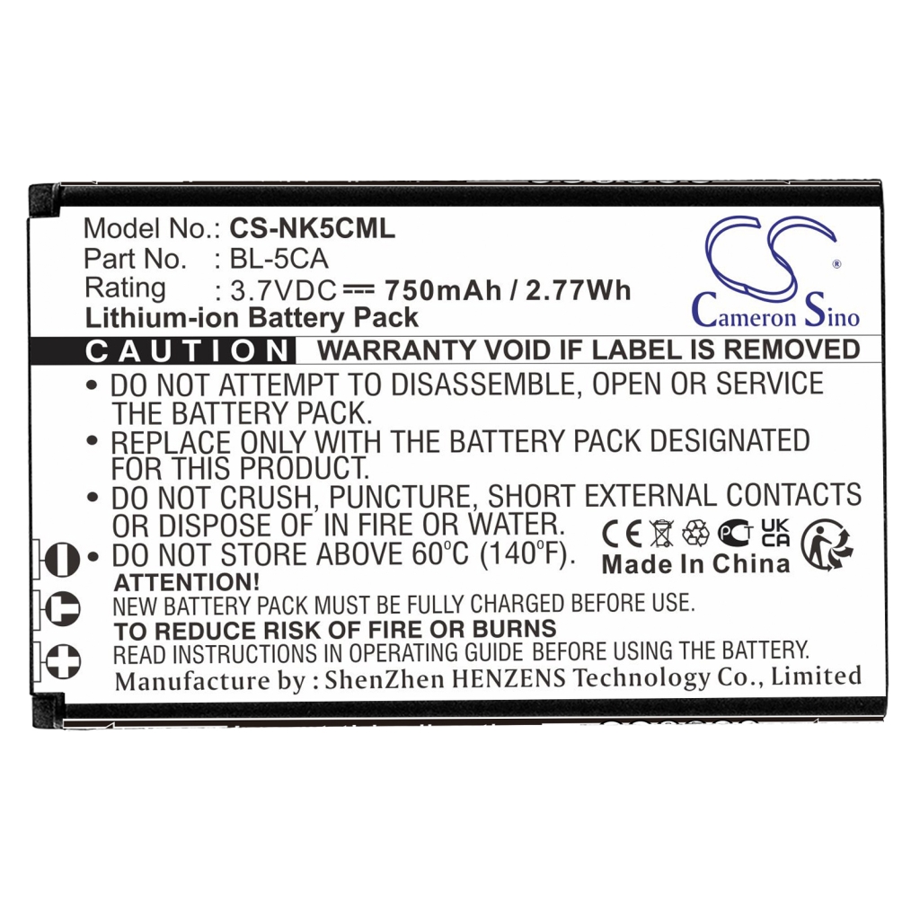 Reemplazo de batería compatible para Nokia BK-BL-5C,BL-05,BL-5C,BL-5CA,BL-5CB...