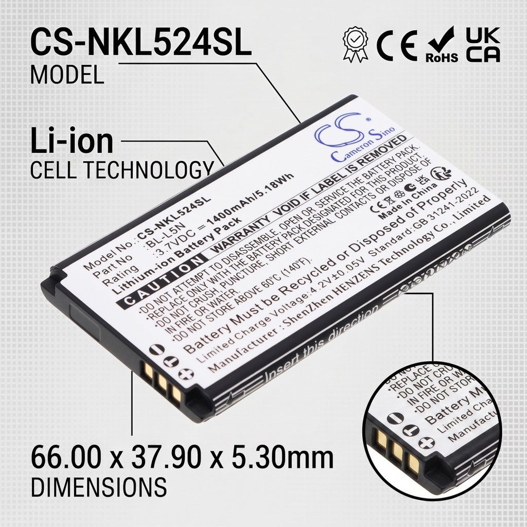 Batería compatible con Nokia CS-NKL524SL