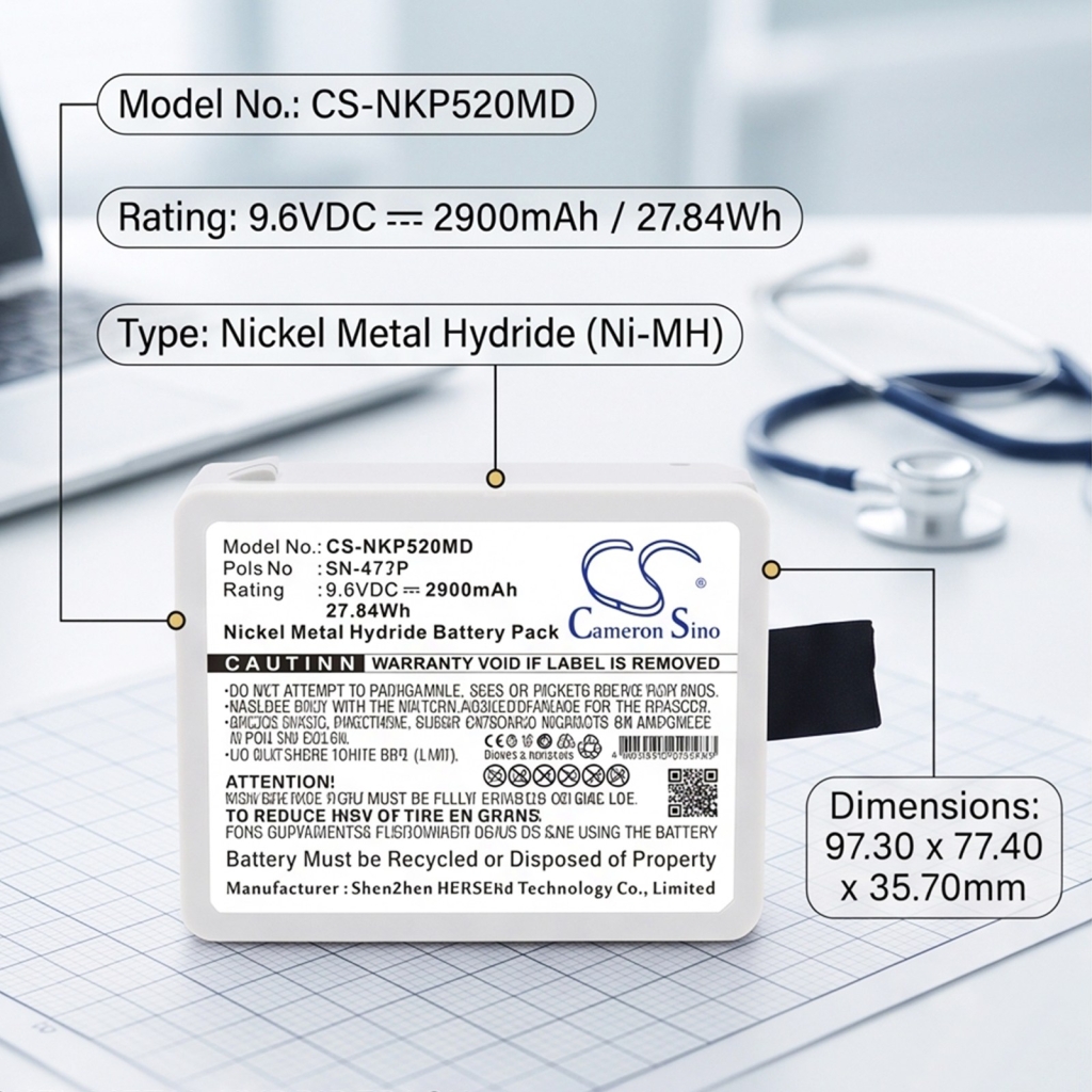 Batería compatible con Nihon Kohden CS-NKP520MD