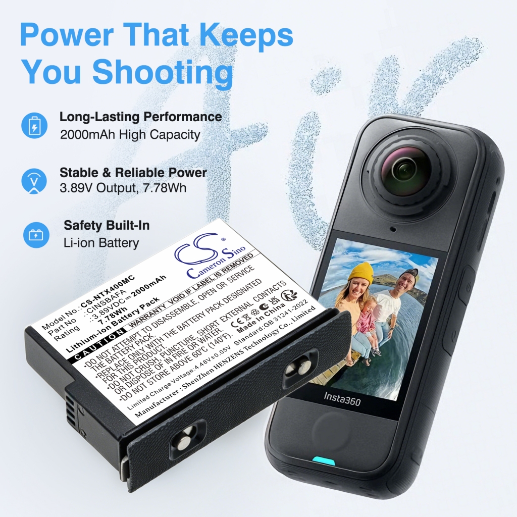 Batería compatible con Insta360 CS-NTX400MC