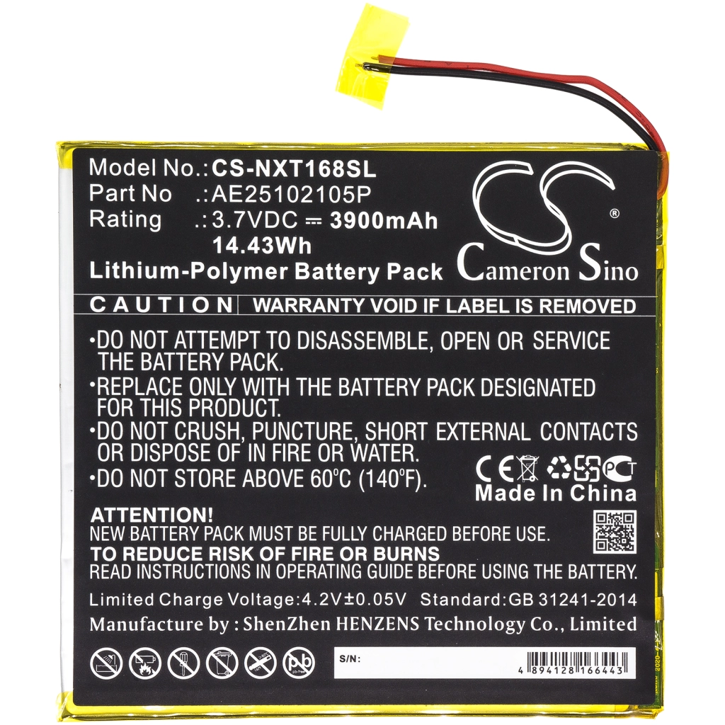 Batería de la tableta Nextbook CS-NXT168SL