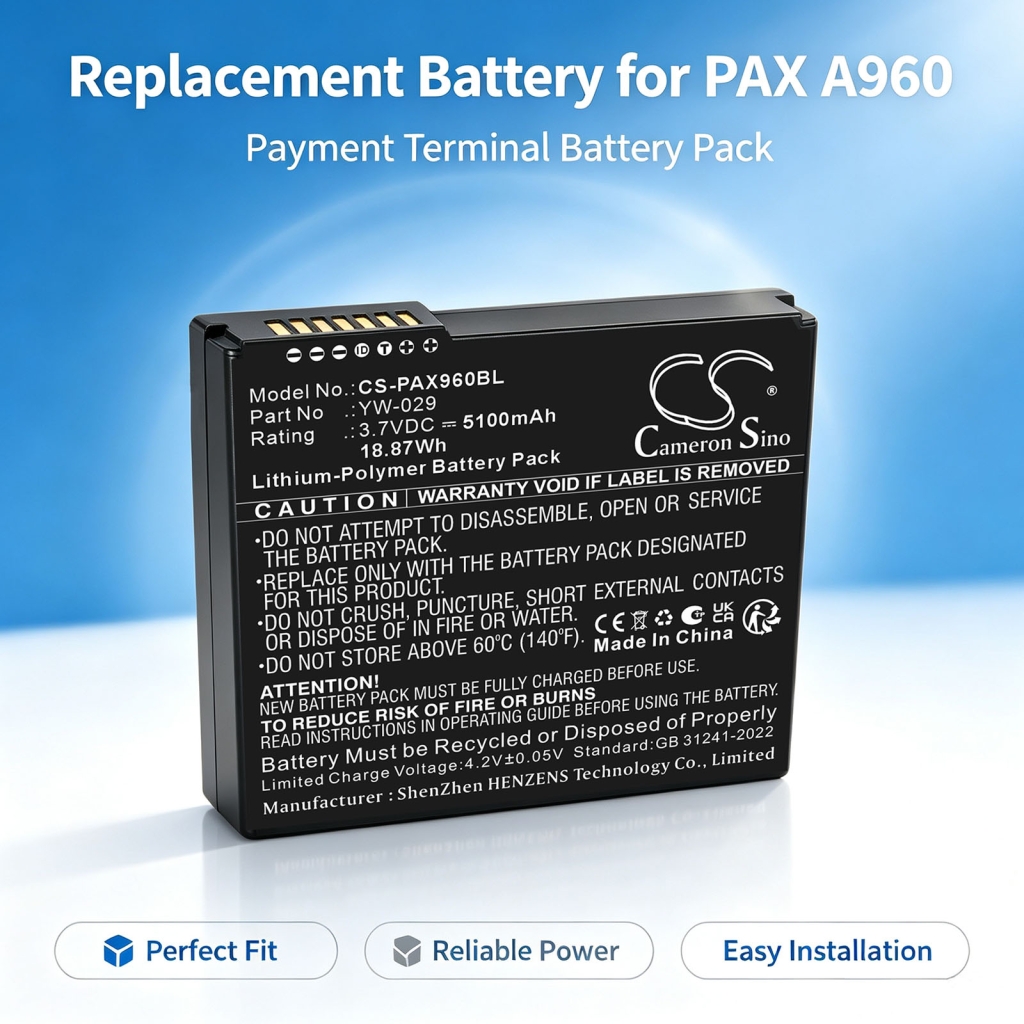 Baterías compatible con PAX A960 A960 CS-PAX960BL