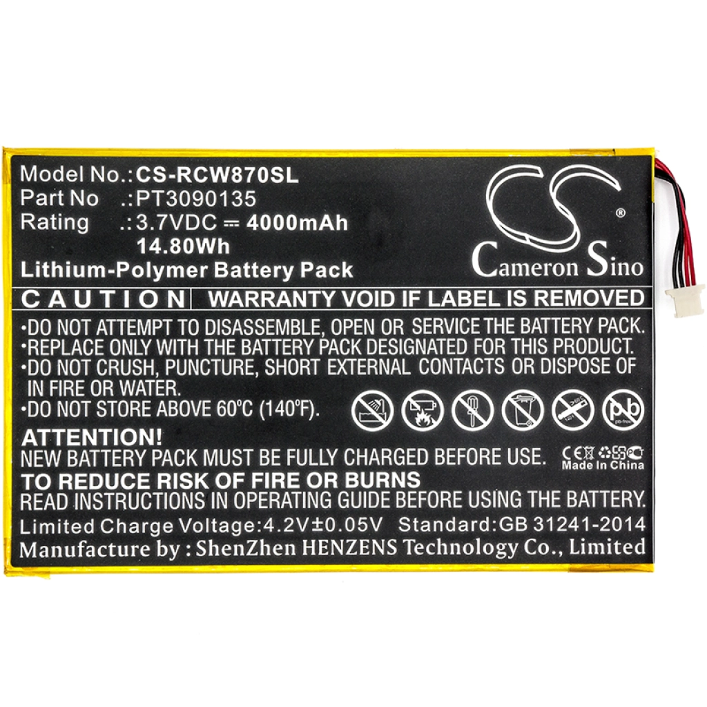 Compatible battery replacement for RCA PT3090135