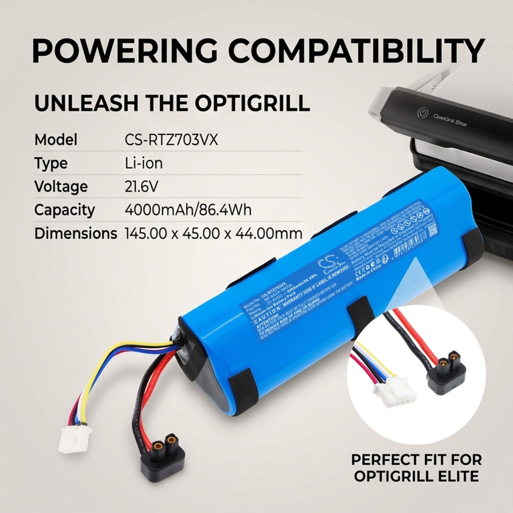 Batería compatible con Rowenta CS-RTZ703VX